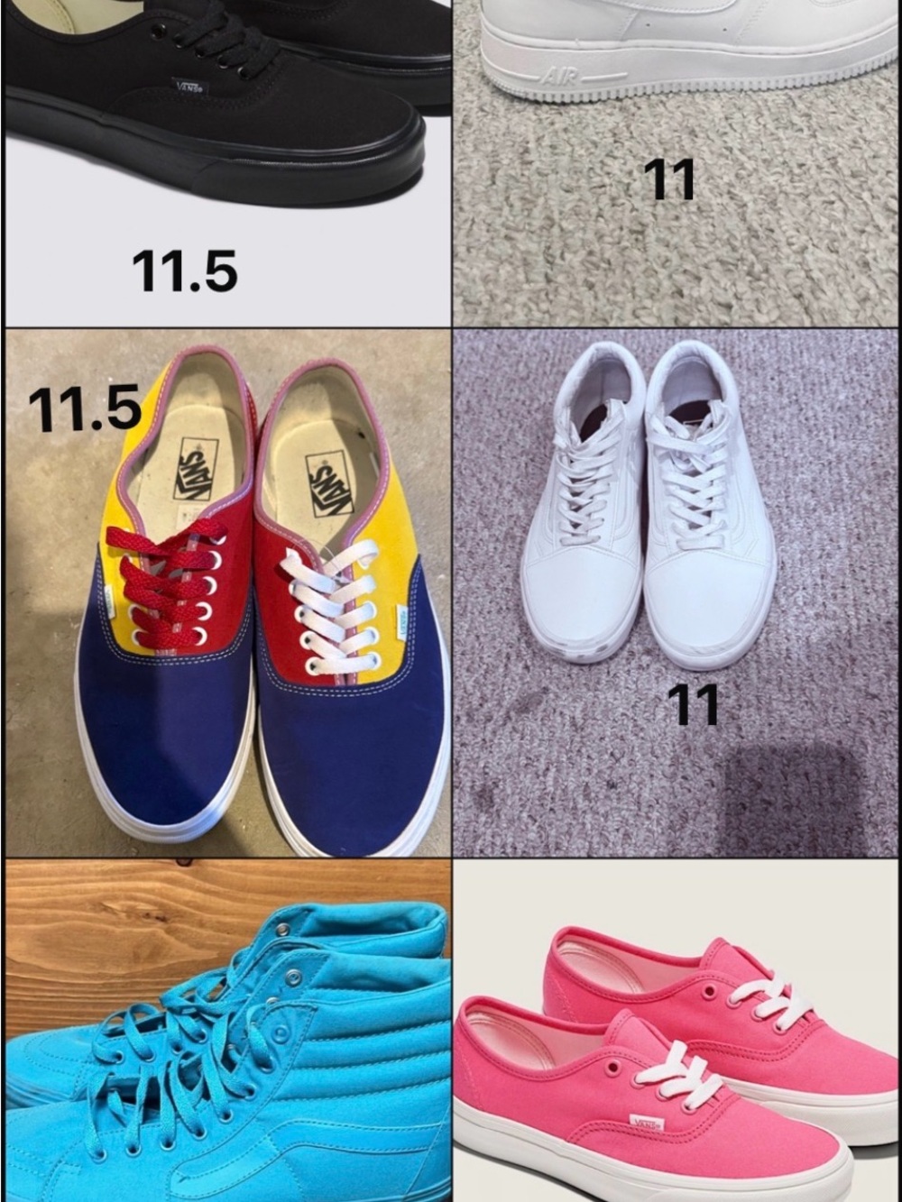 Vans and air force 1 all for sale.